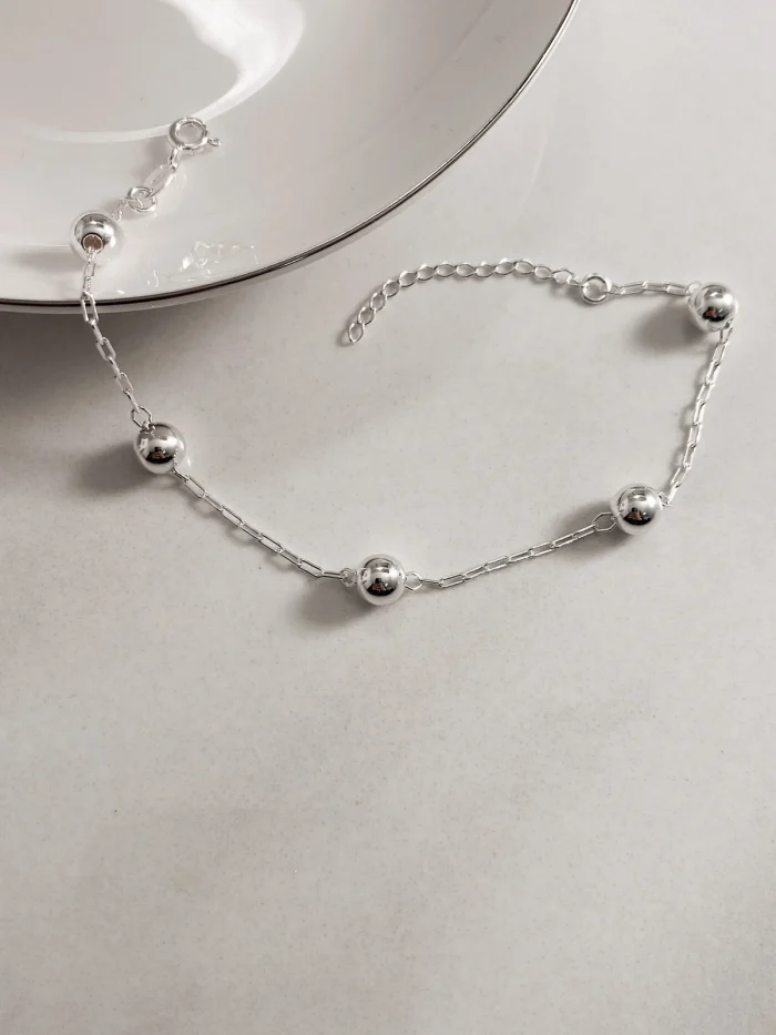Pulseira corr. cadeado 5 bolas (6mm)